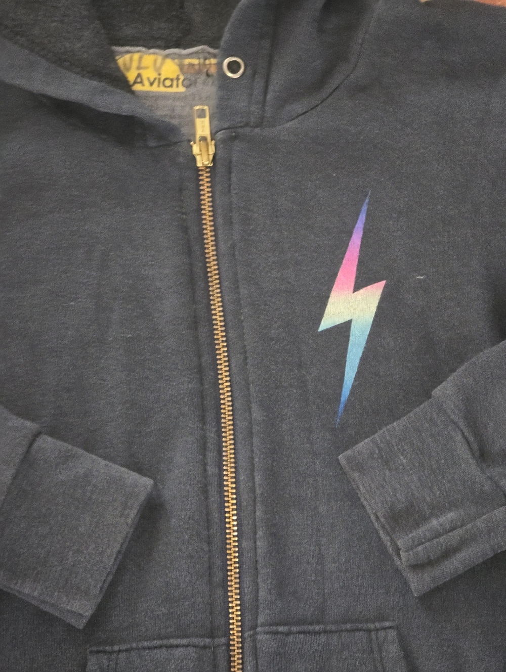 Aviator Nation Kids Full Zip Hoodie with Multicolor Bolt Size 10 - Picture 3 of 4